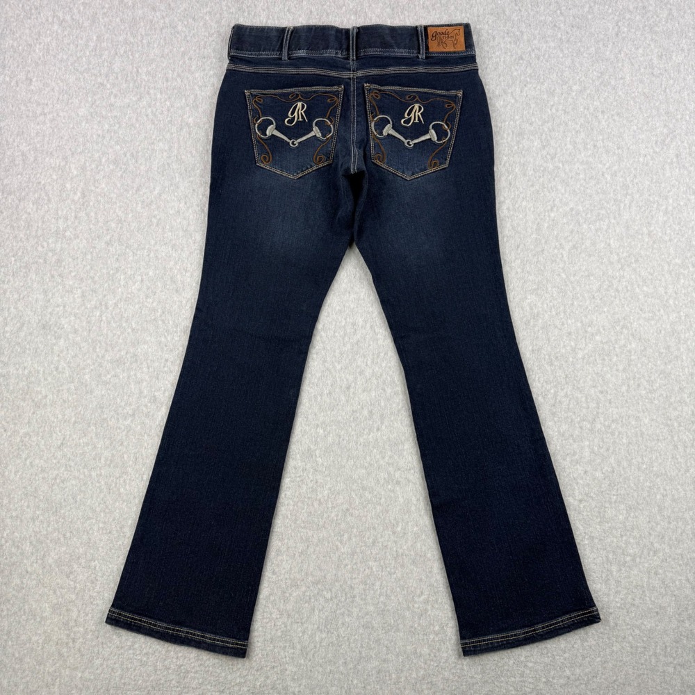 Goode Rider Equestrian Jeans Womens 32 Blue Denim Bootcut Breeches Riding - Picture 5 of 13